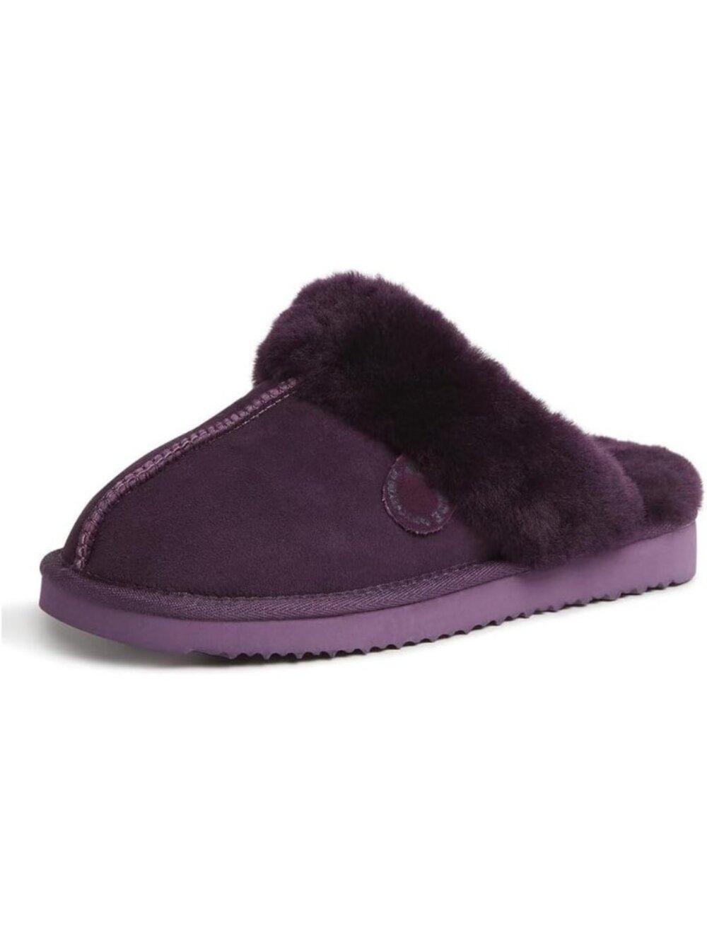 Cozy Women's Shearling Slippers in Aubergine, Size 8 - Warm & Stylish Comfort